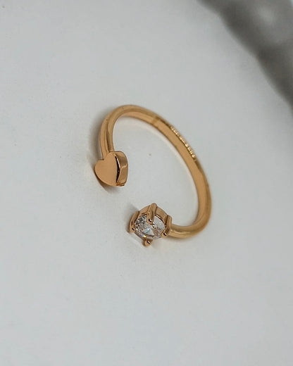 Tiny heart solitaire adjustable ring