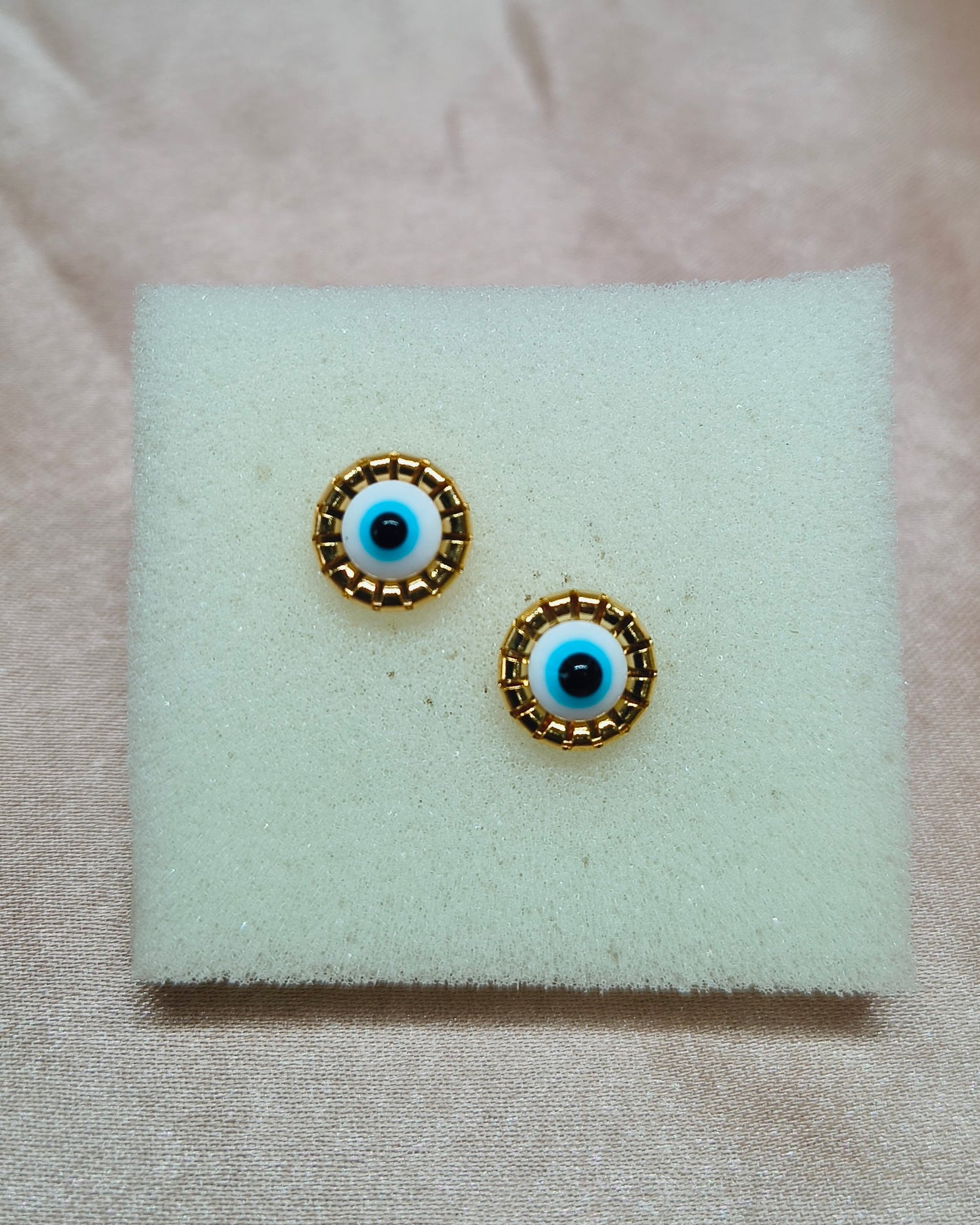 Halo evil eye mini stud earrings