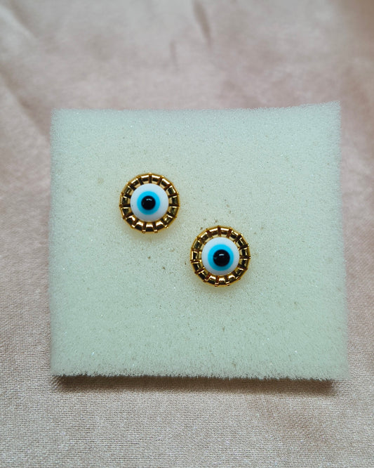 Halo evil eye mini stud earrings