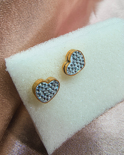 Crystal heart mini stud earrings