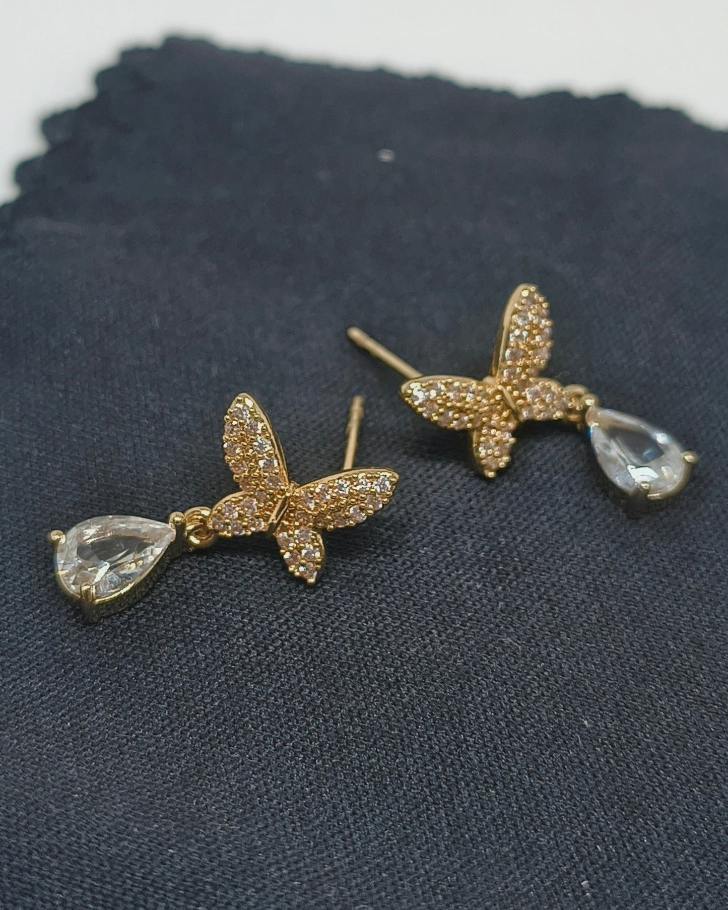 Flutter drop butterfly stud earrings