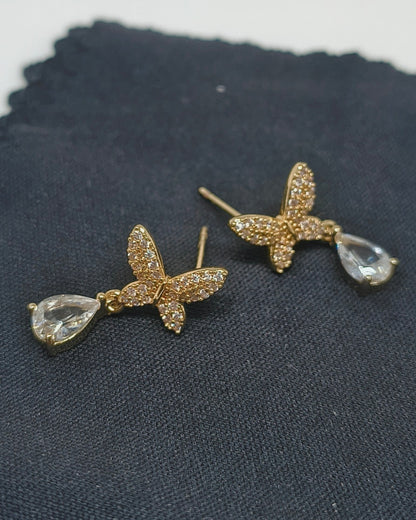 Flutter drop butterfly stud earrings