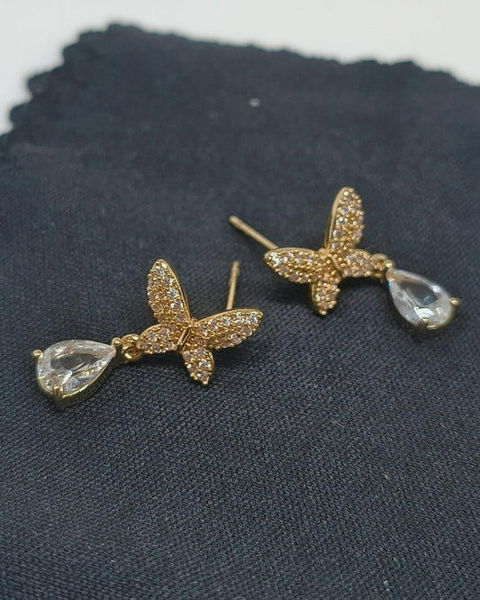 Flutter drop butterfly stud earrings