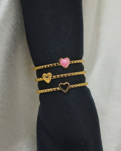 Triple heart layer adjustable ring