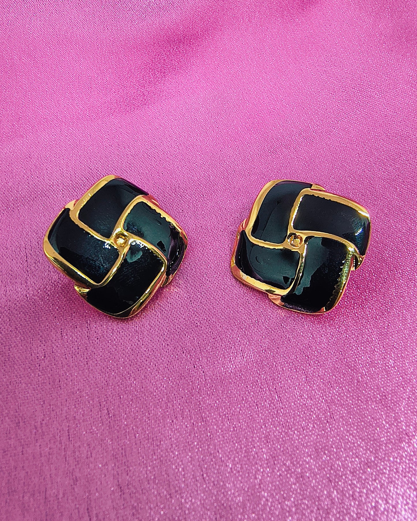 Midnight weave enamel stud earrings