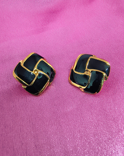 Midnight weave enamel stud earrings