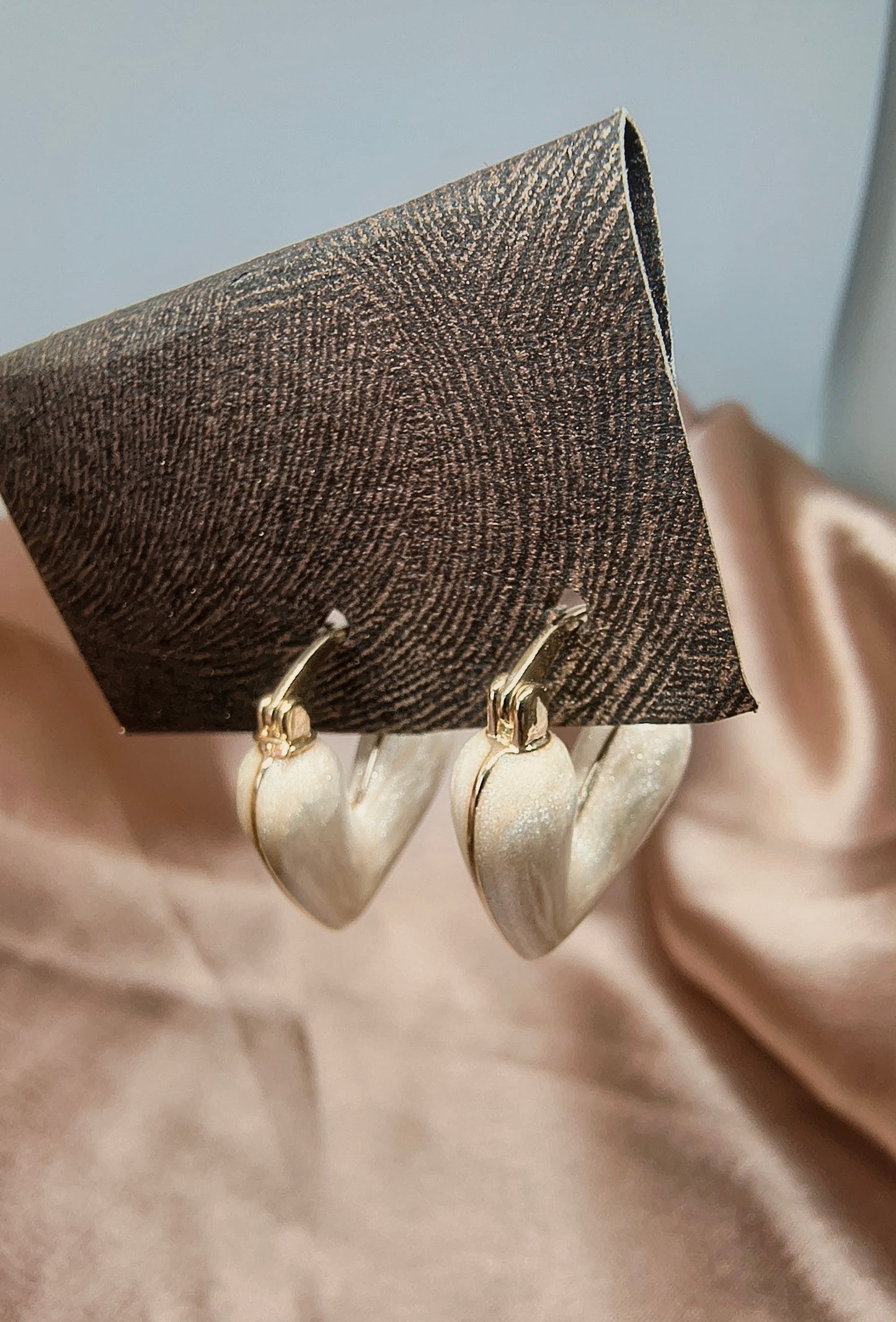 Korean Pearl Heart Hoops