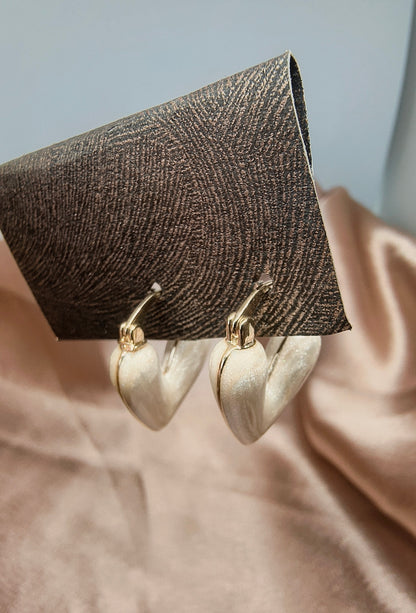 Korean Pearl Heart Hoops