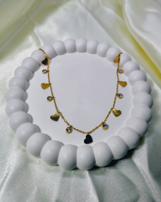 Heart & Crystal Dangle charm Necklace