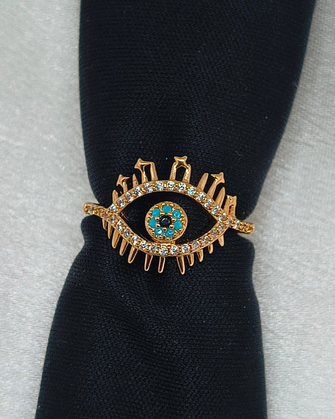 Evil eye aura adjustable ring