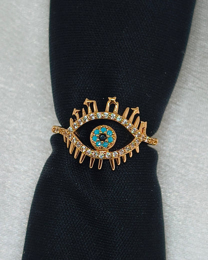 Evil eye aura adjustable ring