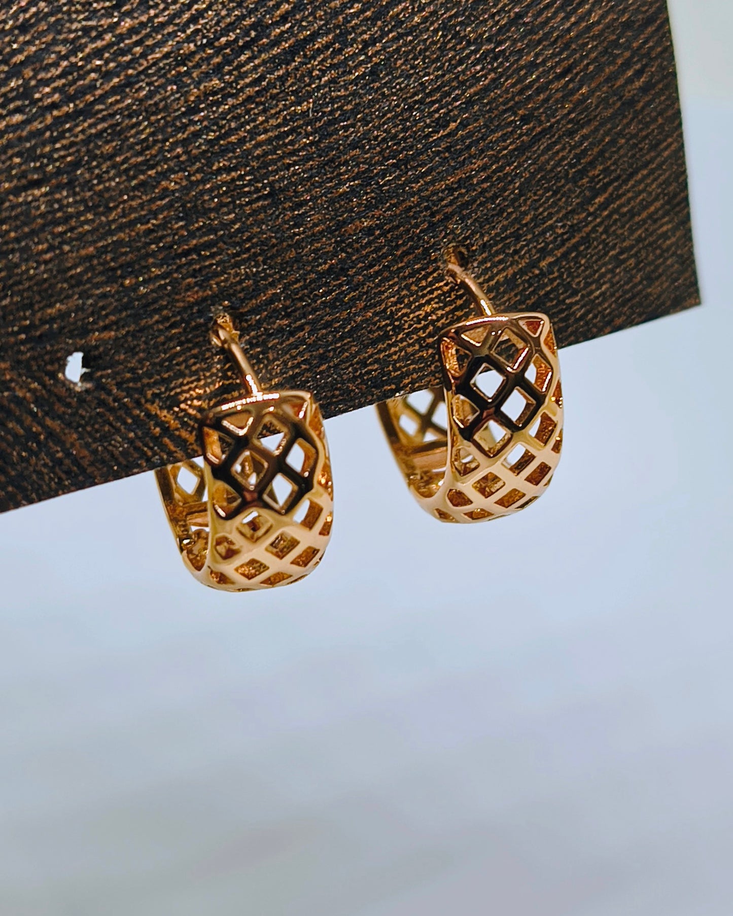 Honeycomb Huggie hoop earrings