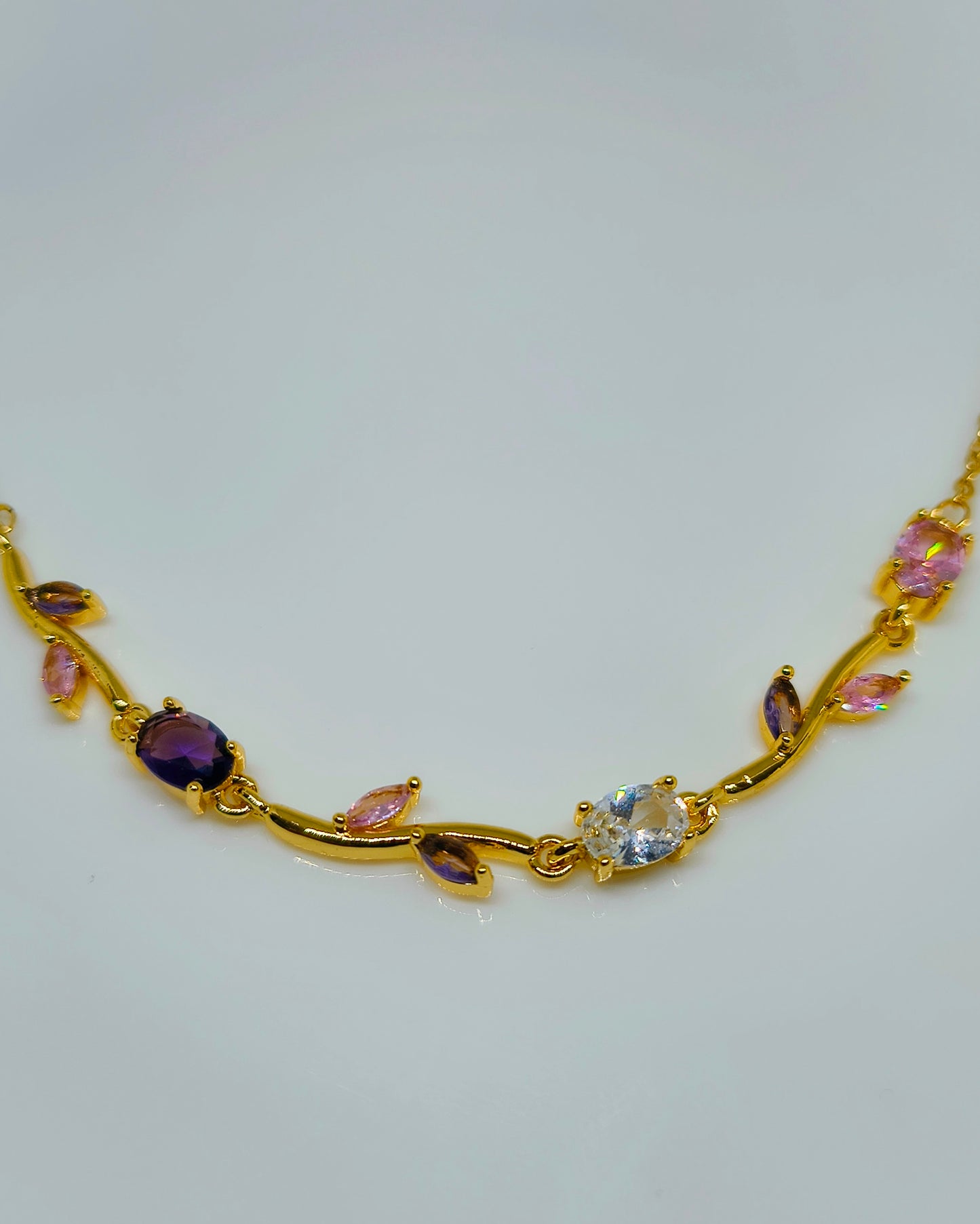 Pink & purple tulip pendant necklace