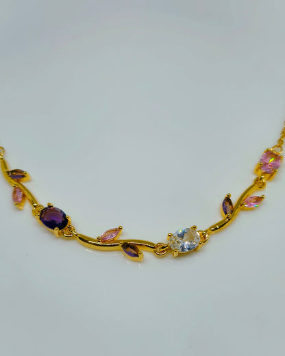 Pink & purple tulip pendant necklace
