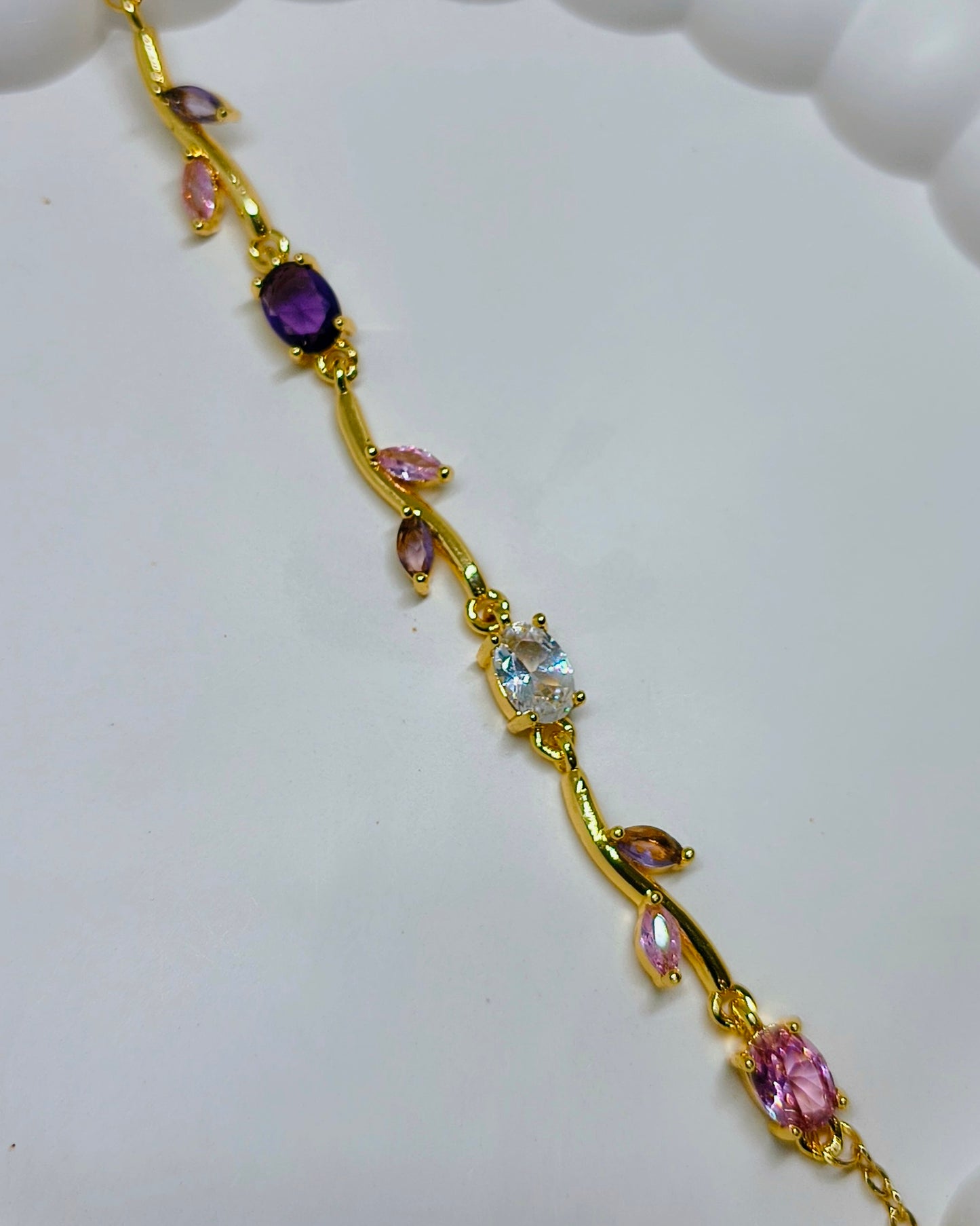 Pink & purple tulip pendant necklace