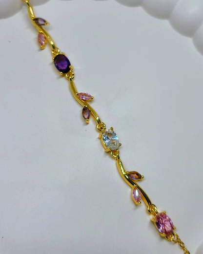 Pink & purple tulip pendant necklace