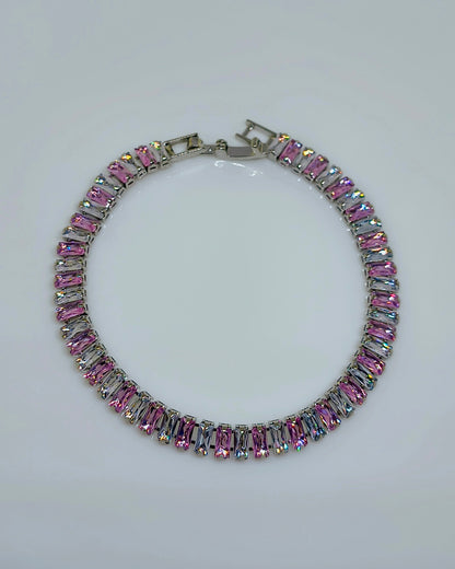 Pink & white color tennis bracelet